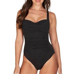 Nip Tuck Joanne One Piece Swimsuit Black Diamond Texture NWT Size 4